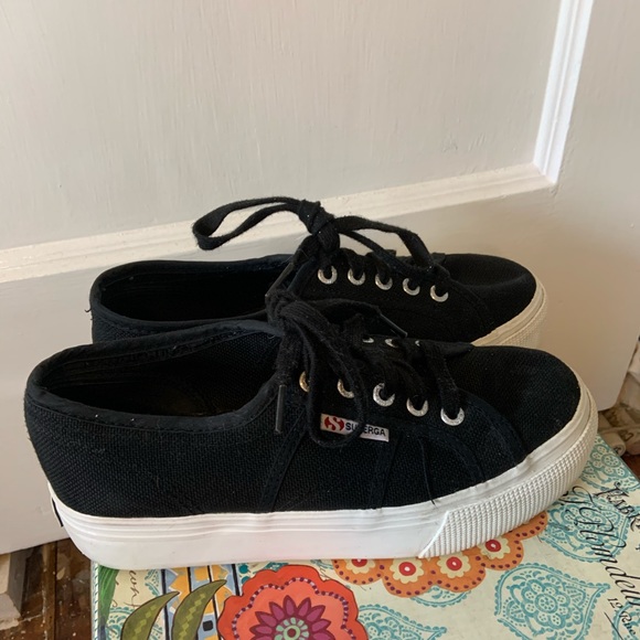 Black Superga Platforms - Picture 3 of 9